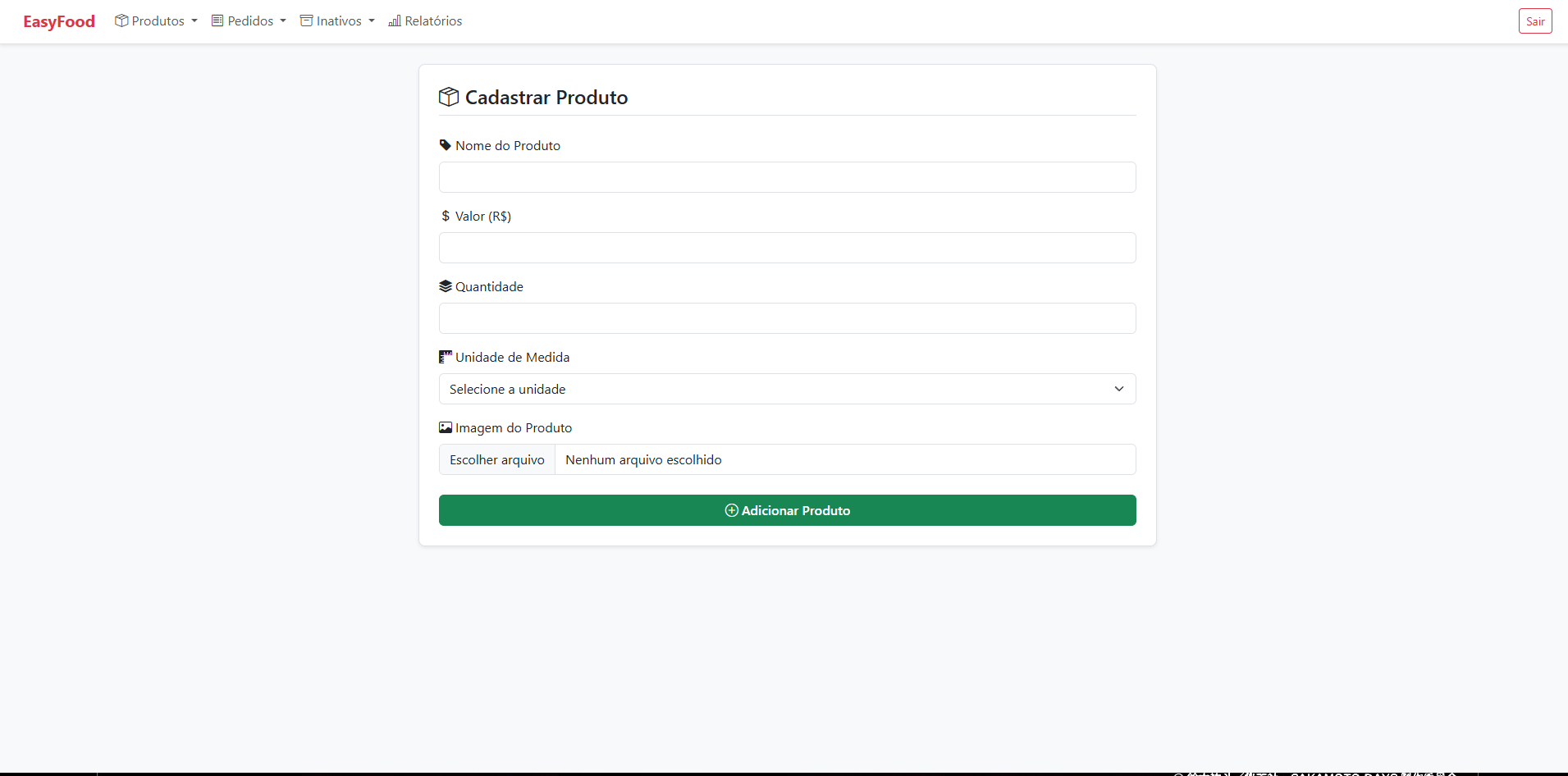 Cadastro de Produtos